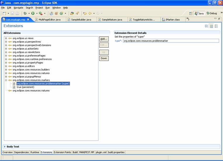 Eclipse Plugin defining supertype marker