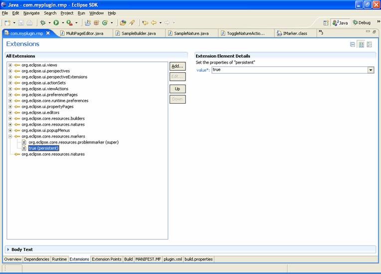 Eclipse plugin setting the persistent property .