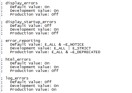 Fig - The configuration settings in PHP.ini file