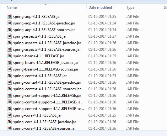 Spring Framework JAR files