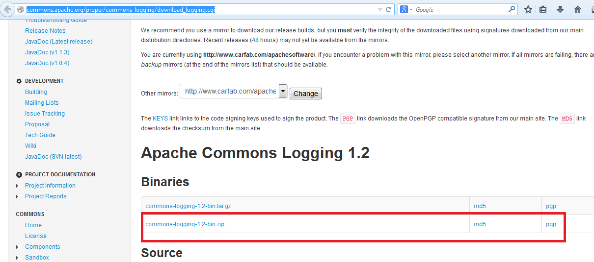 download commons-logging jar files