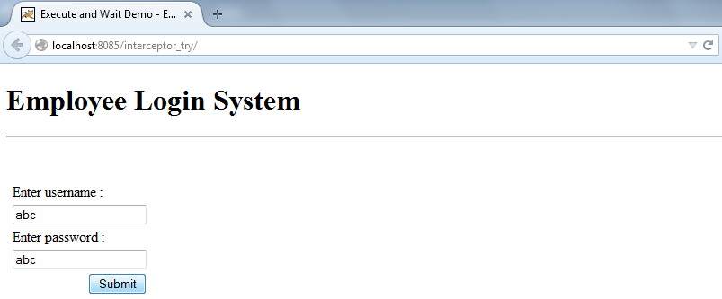 Figure: first run of application