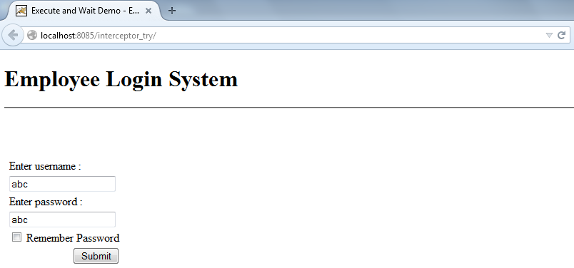 Figure: entering credentials of user. In first run