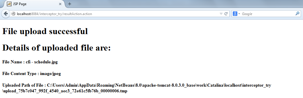 Figure : after file upload (after click on submit button)