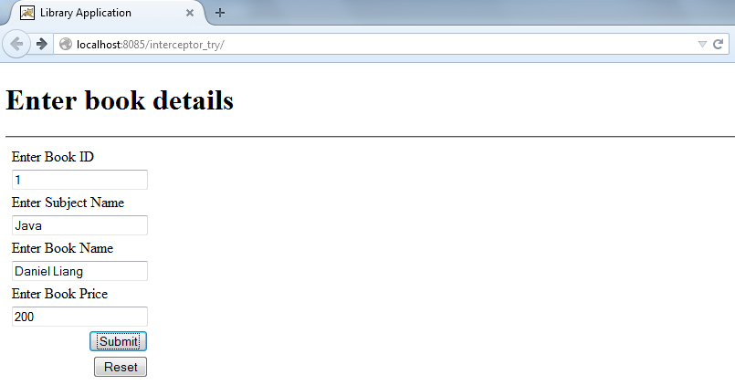 Figure: Filling details of application