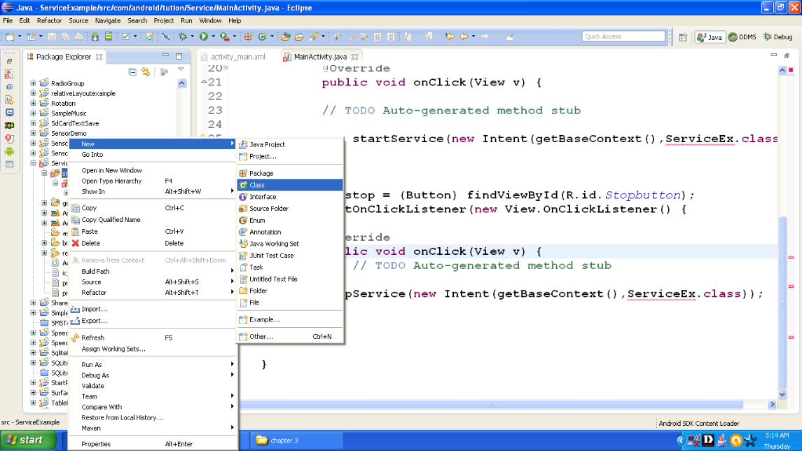 Adding new Java class to the project