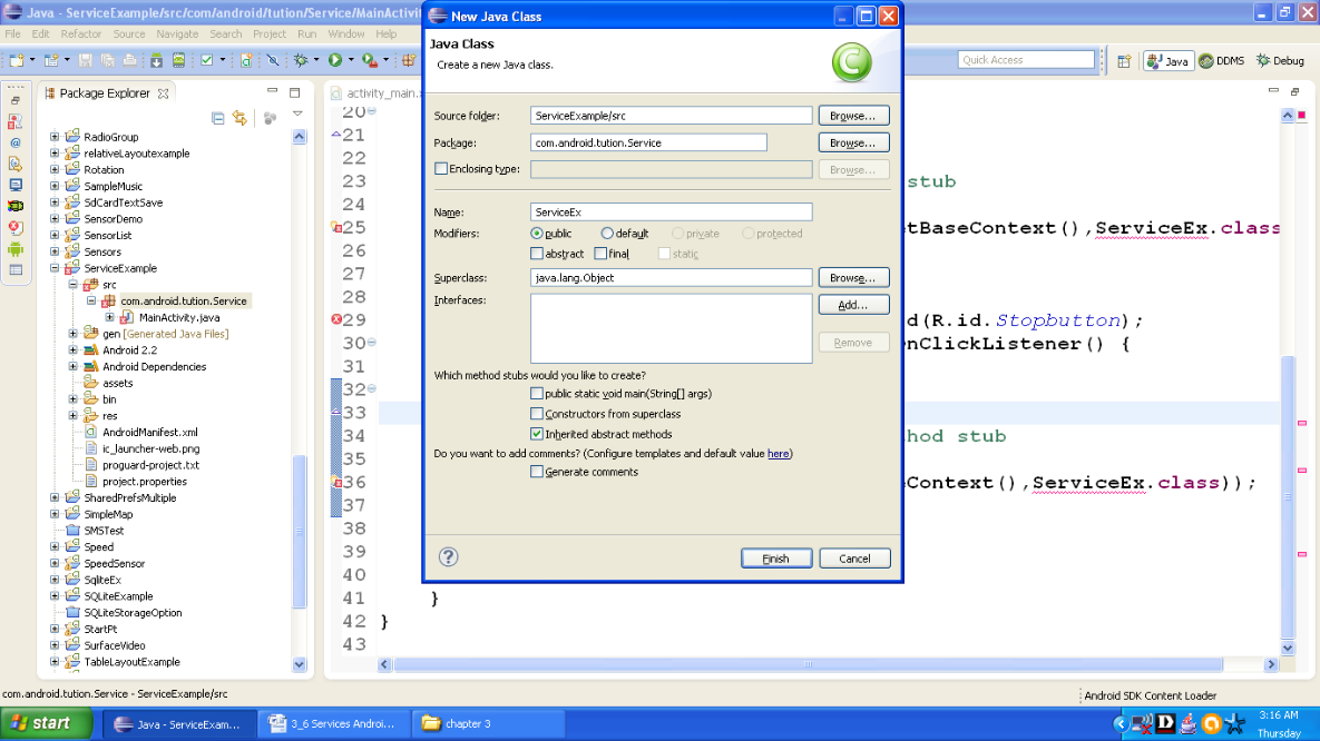 Enter name of the java class