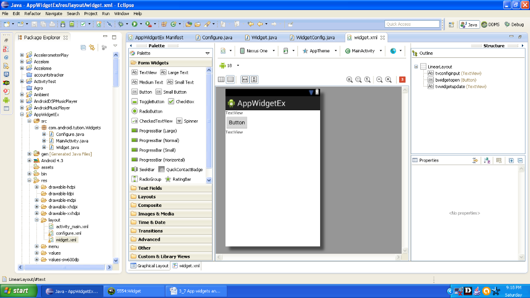 Graphical layout of widget.xml